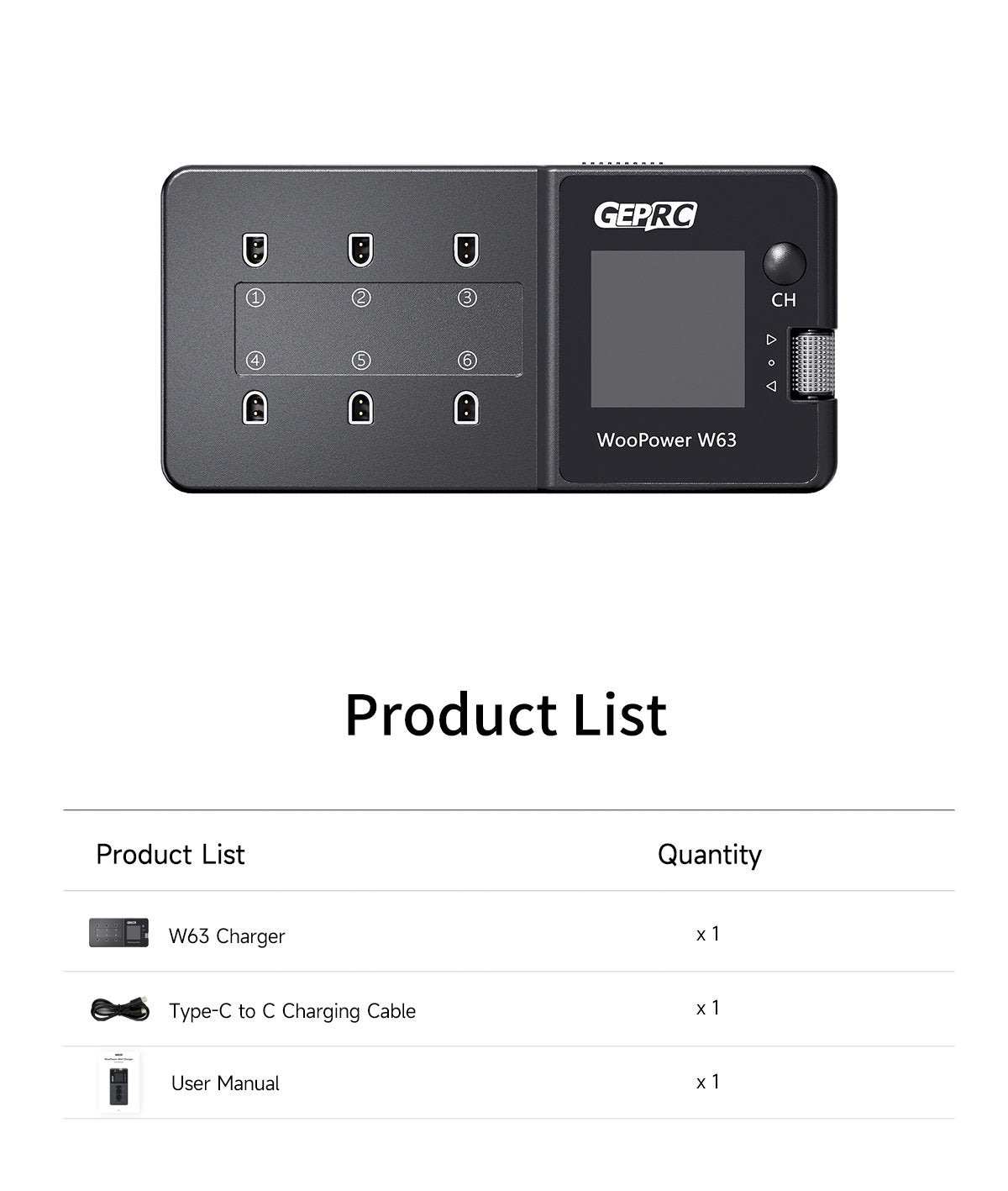 GEPRC WooPower W63 1S Charger