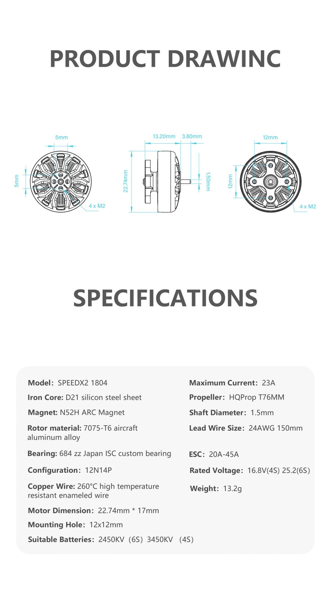 GEPRC SPEEDX2 1804 2450KV/3450KV Motor