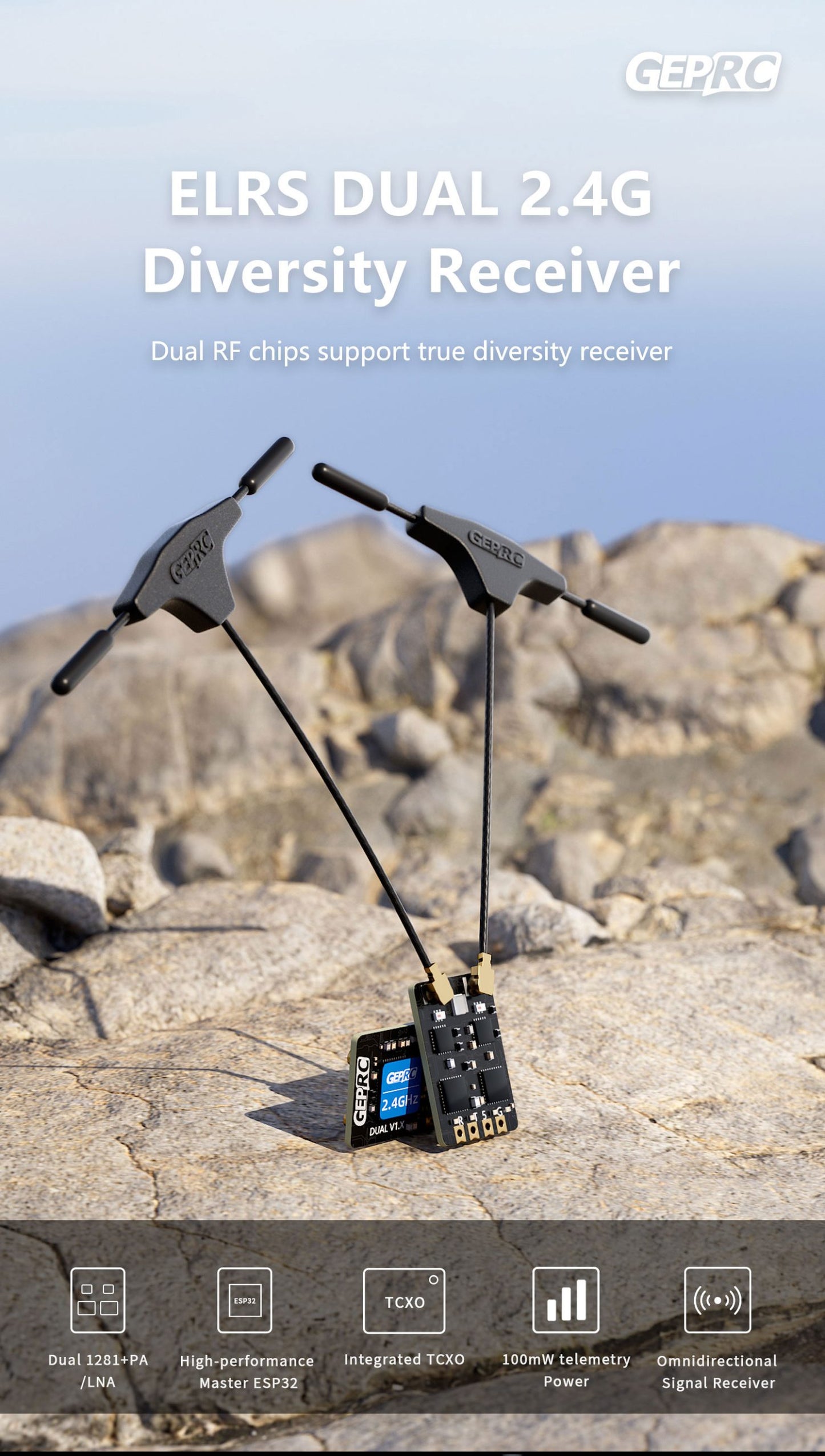 GEPRC ELRS DUAL 2.4G Diversity Receiver