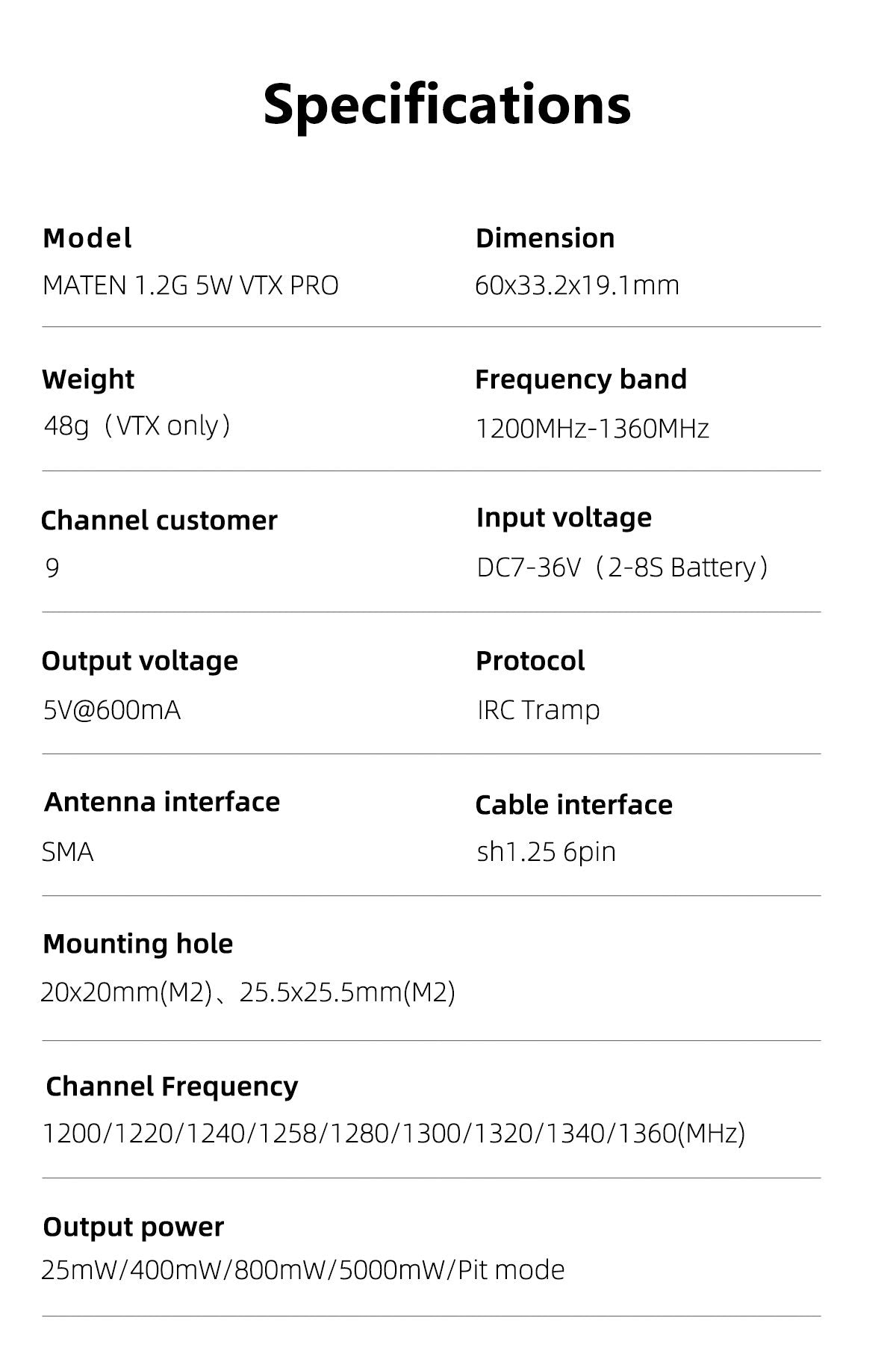 GEPRC MATEN 1.2G 5W VTX PRO