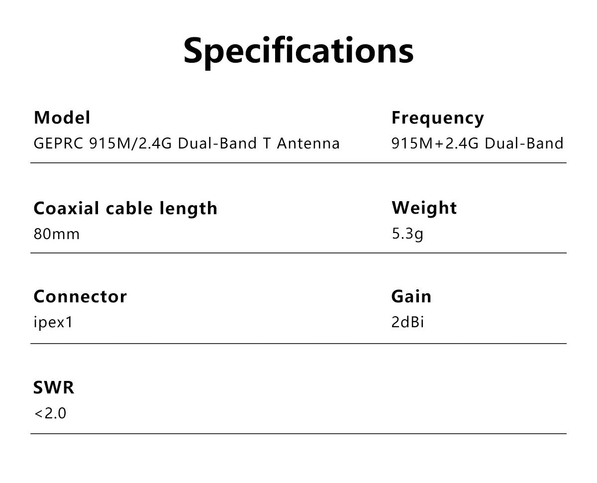 GEPRC 915M/2.4G Dual-Band T Antenna