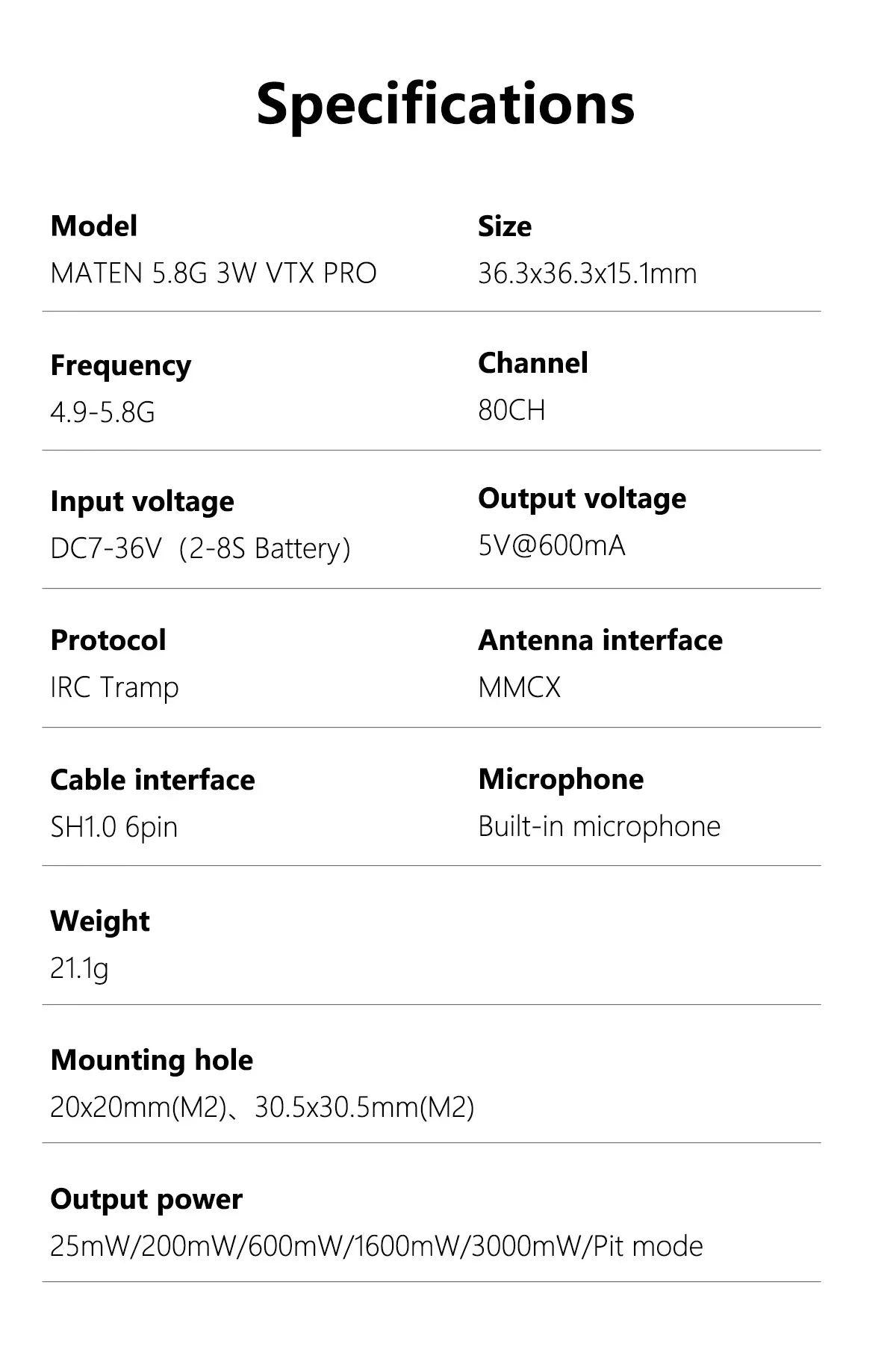 GEPRC MATEN 5.8G 3W VTX PRO