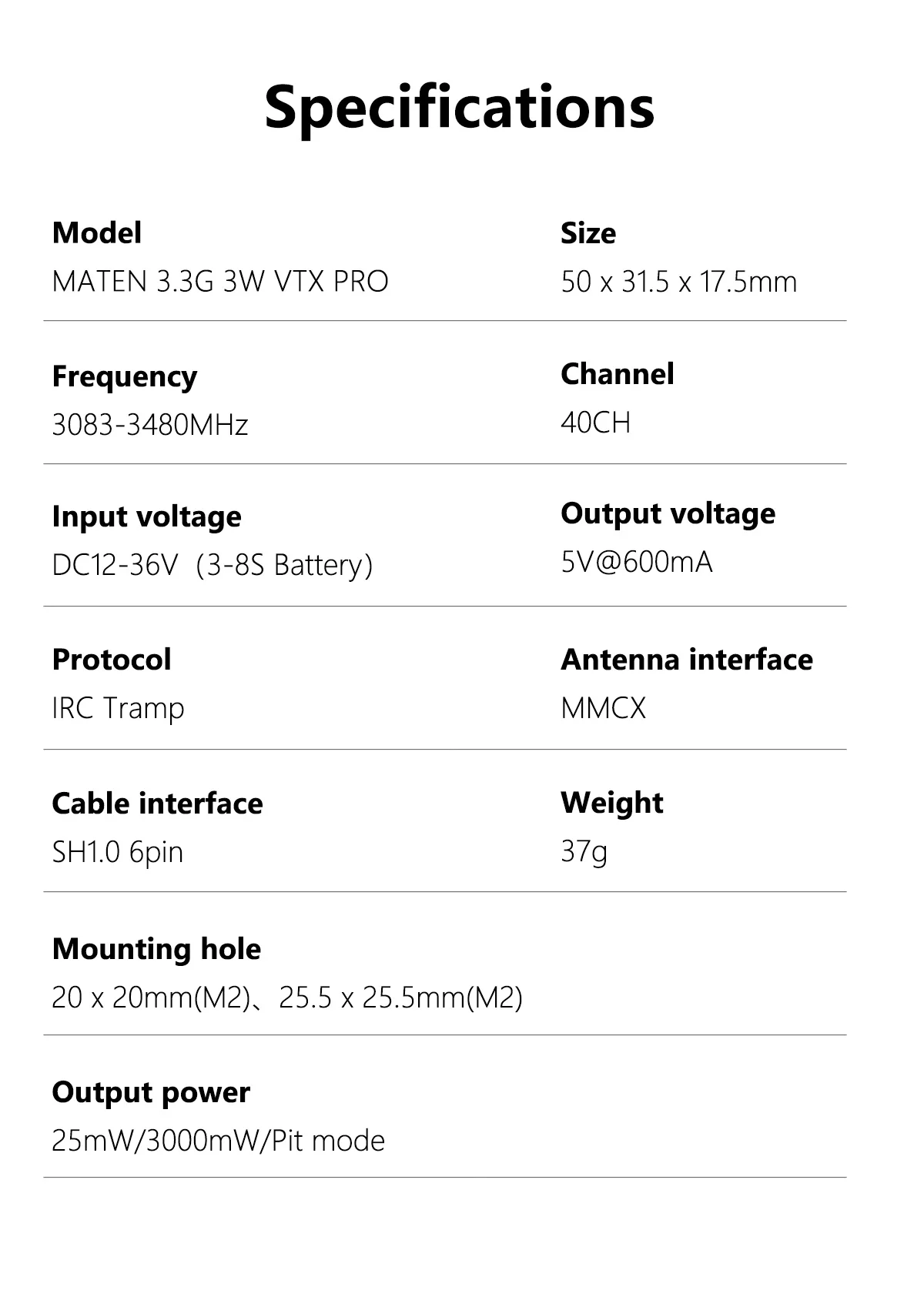GEPRC MATEN 3.3G 3W VTX PRO
