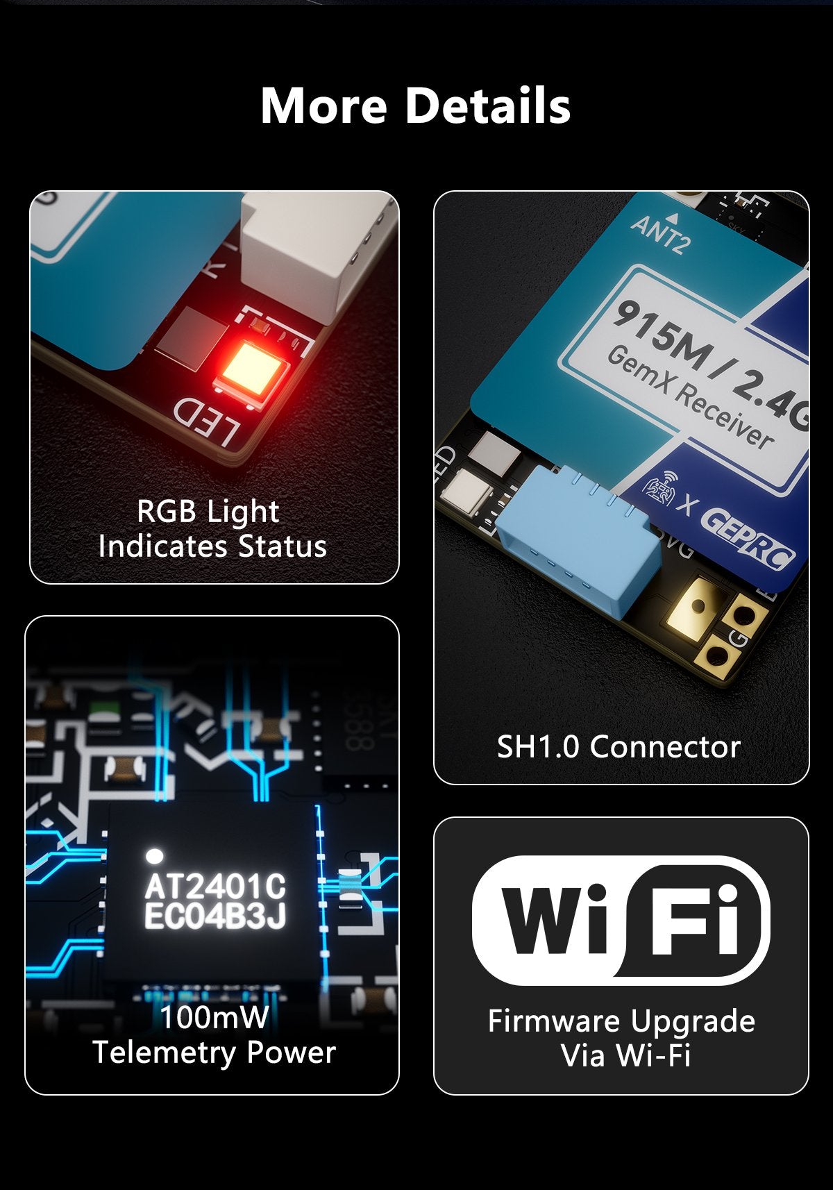 GEPRC ELRS 915M/2.4G Gemini Xrossband Receiver