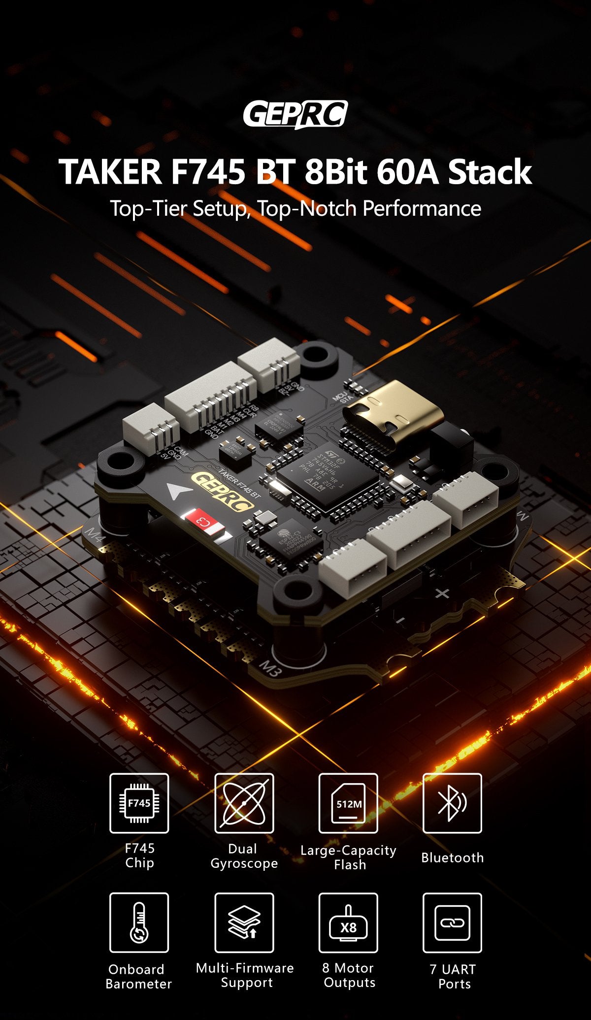GEPRC TAKER F745 BT 8Bit 60A STACK