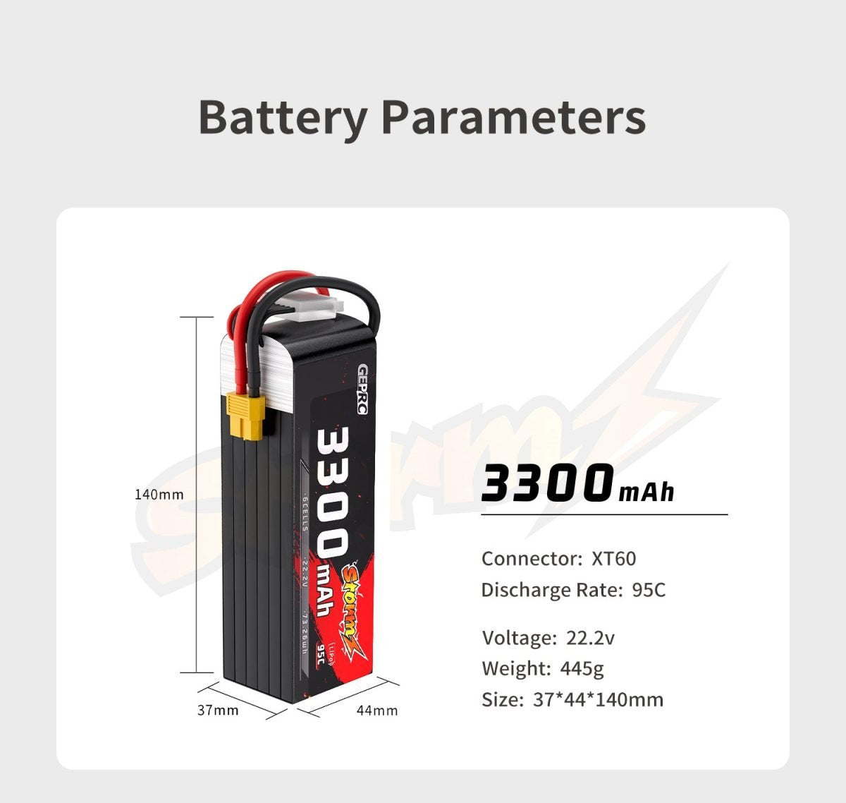 GEPRC Storm 6S 3300mAh 95C Lipo-Akku